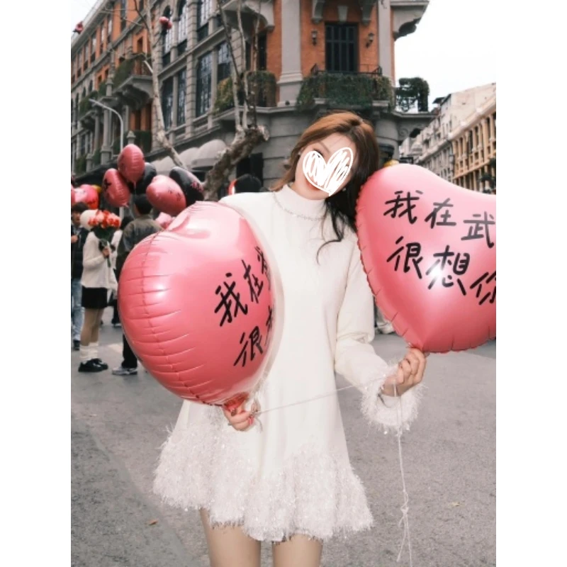 固质高级千金风流苏领口钉钻短裙秋冬季裙摆不规则拼接显瘦连衣裙