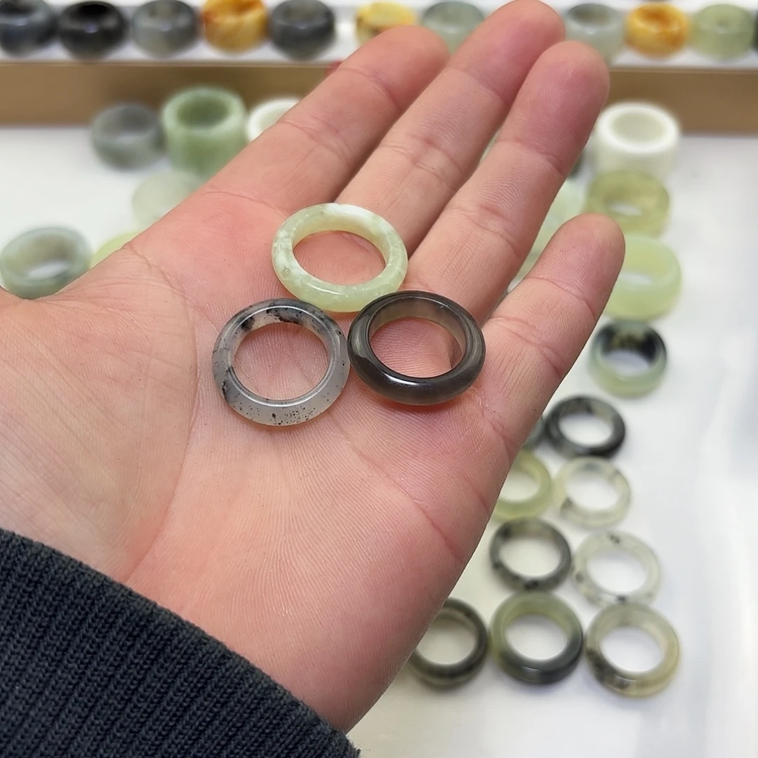 吃***？蛇纹石玉未镶嵌戒指17.3内17.4内18.4内径