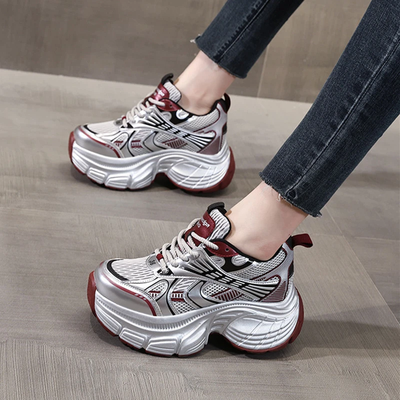 厚底内增高8欧货老爹鞋女秋冬新款小个子加绒休闲运动棉鞋百搭