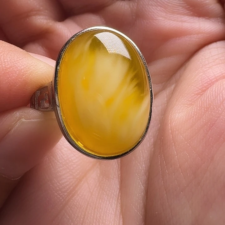 蜜蜡银S925镶嵌戒指戒指