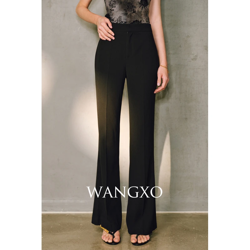 WANGXO 定制强捻复合丝高腰显瘦微喇裤  253215W