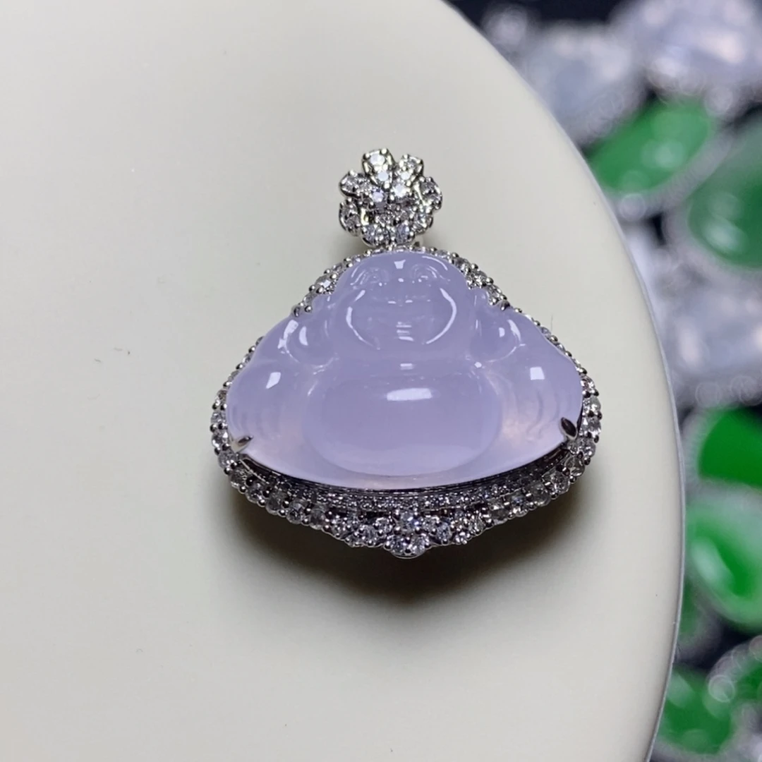 翡翠18K金镶嵌吊坠(不含链)冰紫佛