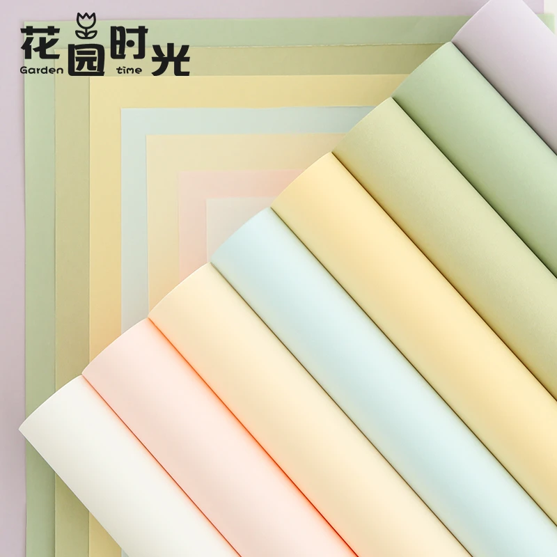 【花园时光】免裁切风华纸木棉纸花束包装纸纯色艺术鲜花包花纸