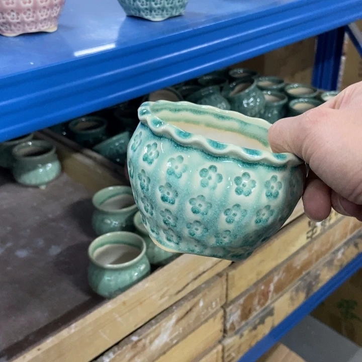 陶瓷花盆单场满9.9发9.5*7浅绿