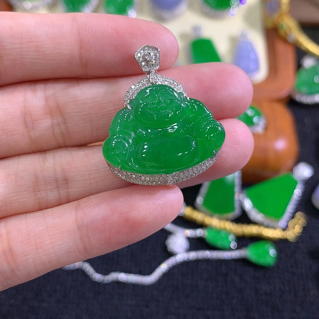 【闪购商品】翡翠18K金镶嵌吊坠(不含链)佛公