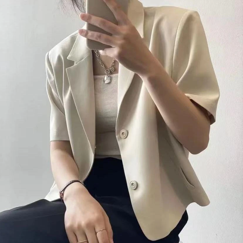 短袖西装外套女韩版宽松