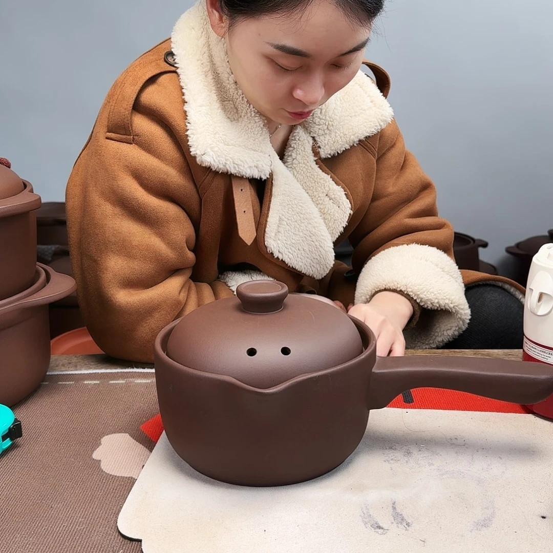 紫砂奶锅1.8升紫色微瑕