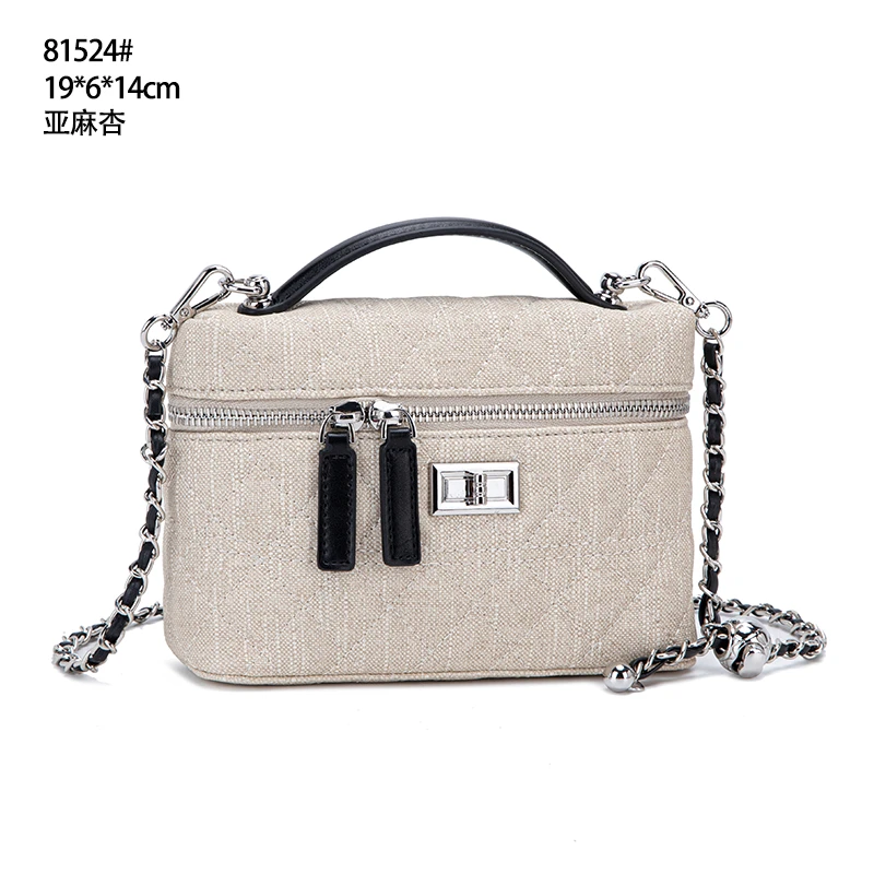 QYX-81524-亚麻杏轻奢女士时尚新款单肩包