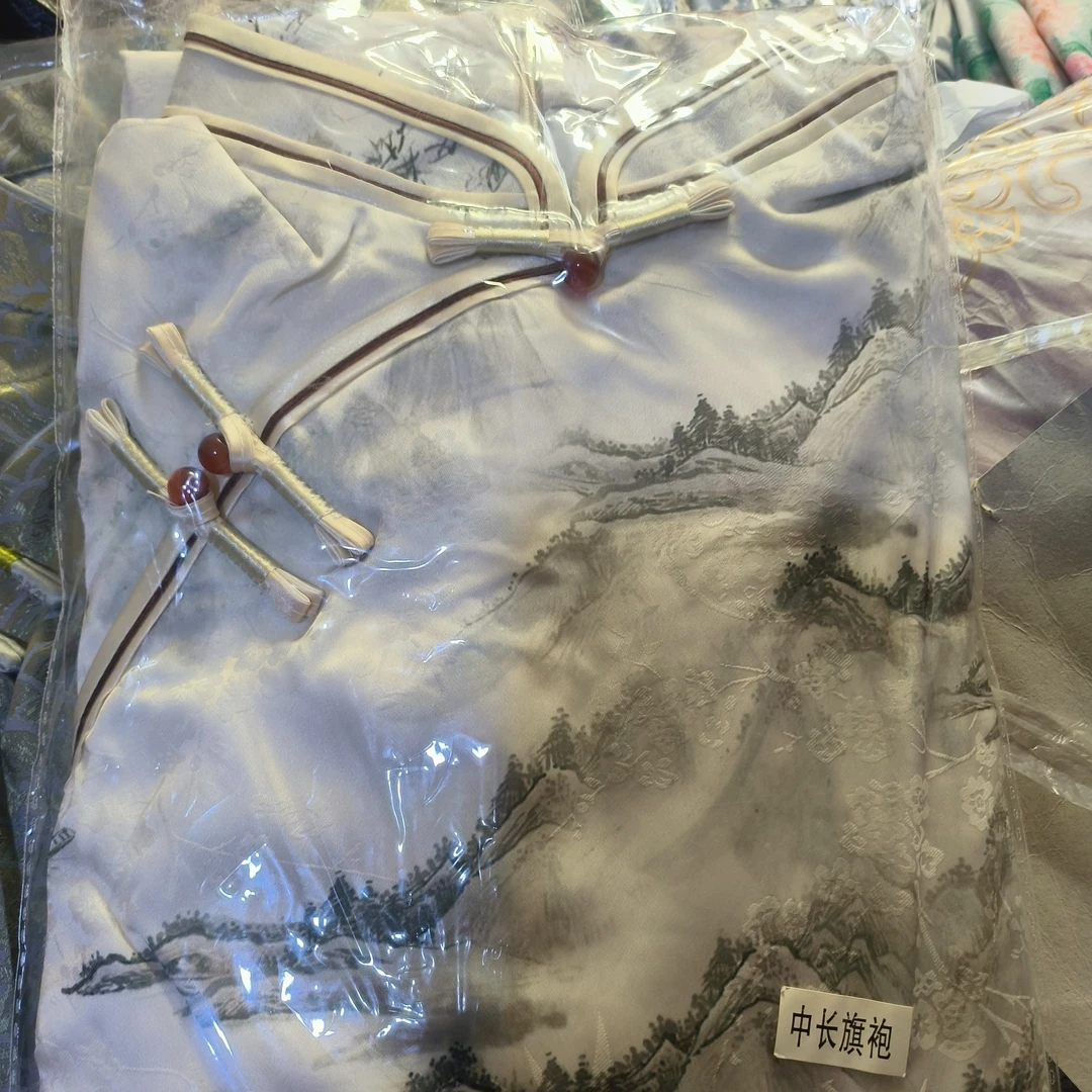 低开衩荷叶袖立领少女风日常旗袍中长款