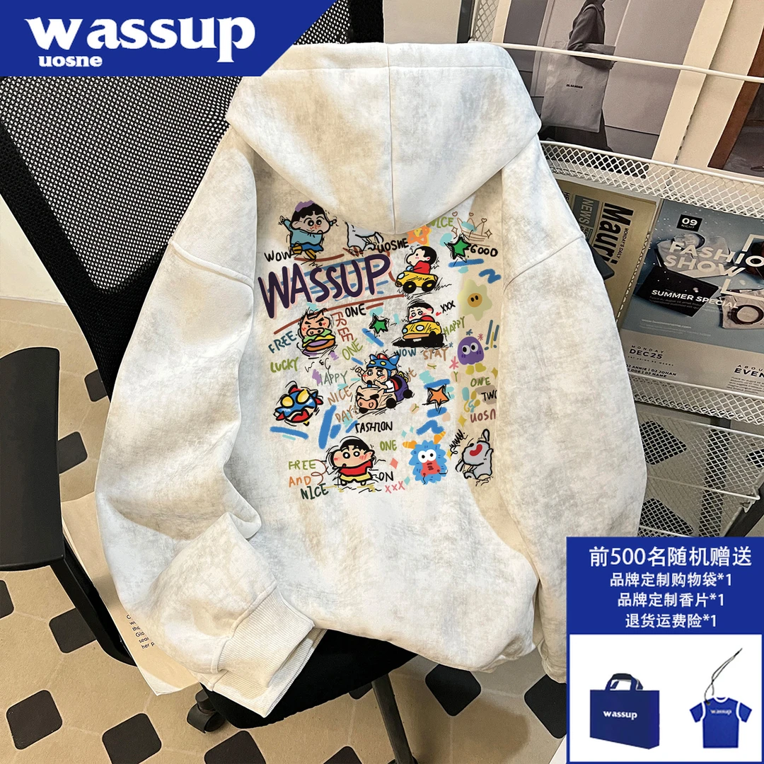 ins潮牌短宽连帽开衫男秋冬季cleanfit网红洋气拉链外套2025爆款