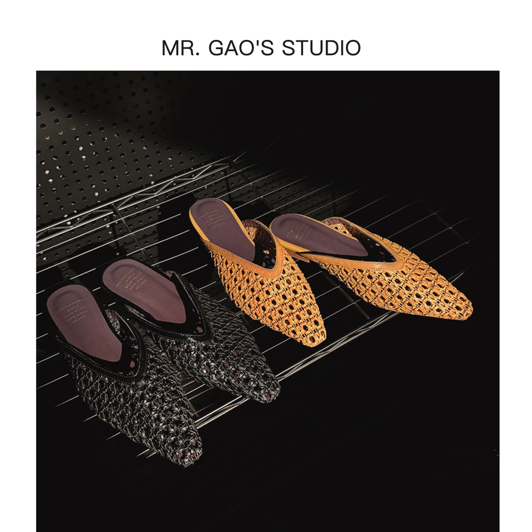 25年新款夏季简约编织凉鞋复古外穿平底包头拖真皮时尚个性女鞋