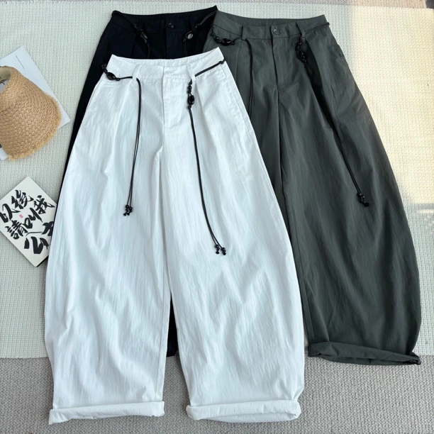 ［巧巧定制］新韩版高腰百搭修身显瘦时尚弯刀裤阔腿拖地休闲裤6582