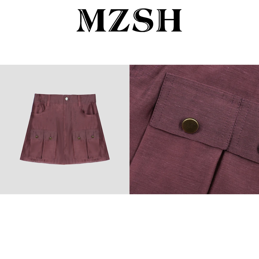 【MZSH】舒适极简风两侧大口袋显瘦A字裙裤DLMZSH225-2