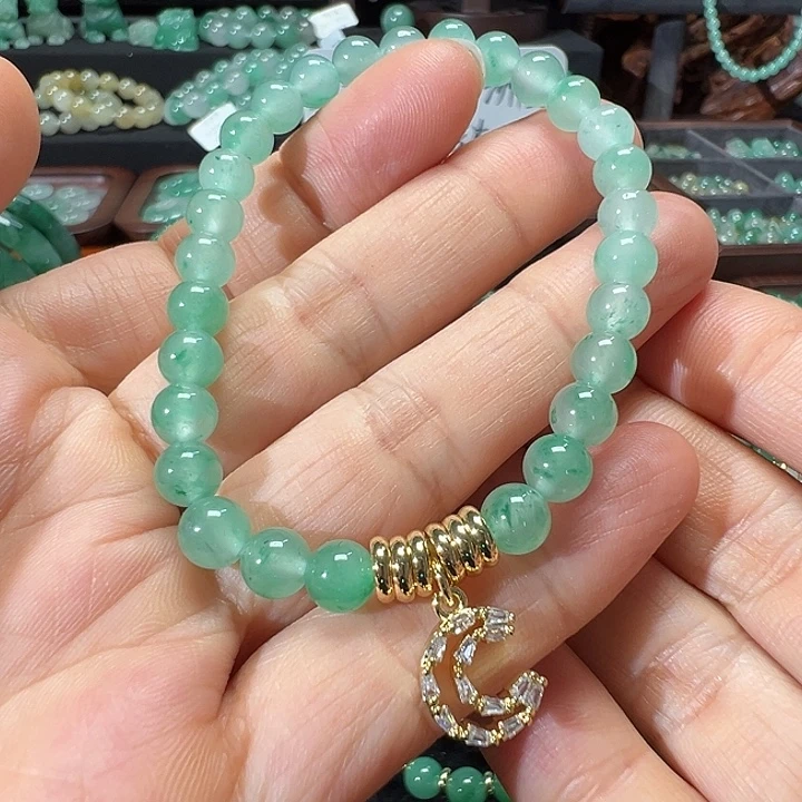 石英质玉（非洲翠）合金手链29号
