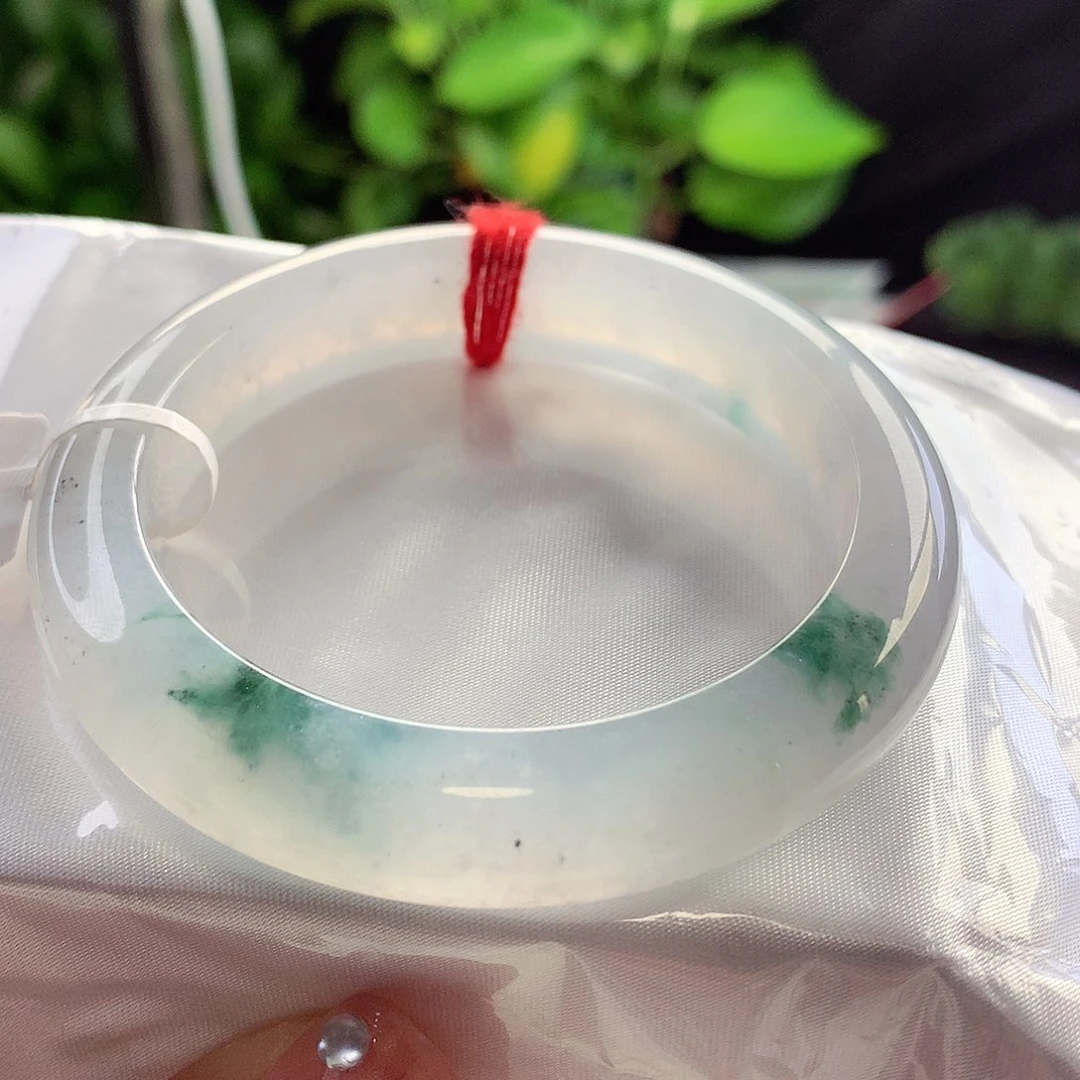 未镶嵌手镯翡翠54-55正冰起光冰透飘花捡漏镯11号