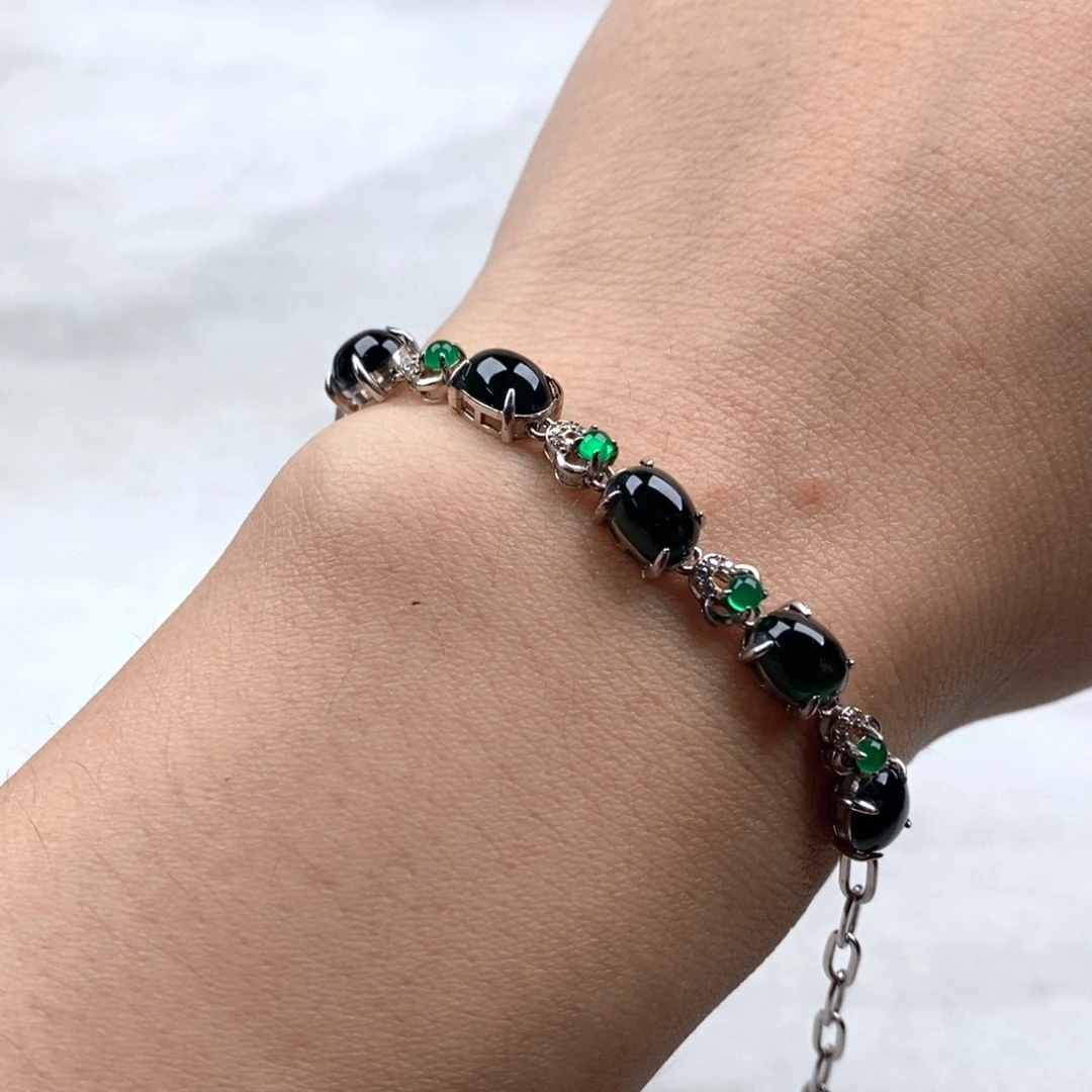 颈饰未镶嵌翡翠珠子手链