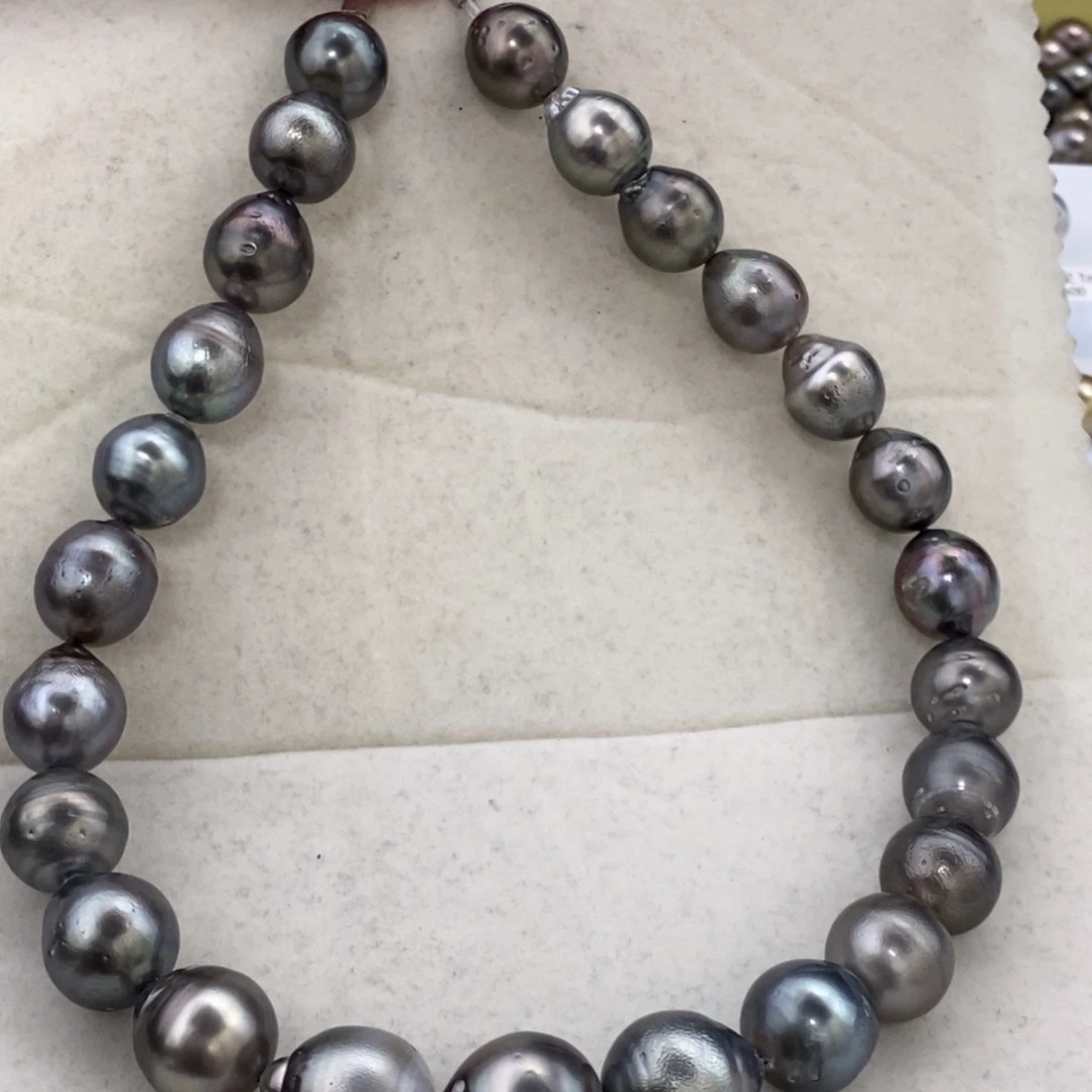 银S925镶嵌颈饰海水珍珠大溪地巴洛克串链13.5-14.9