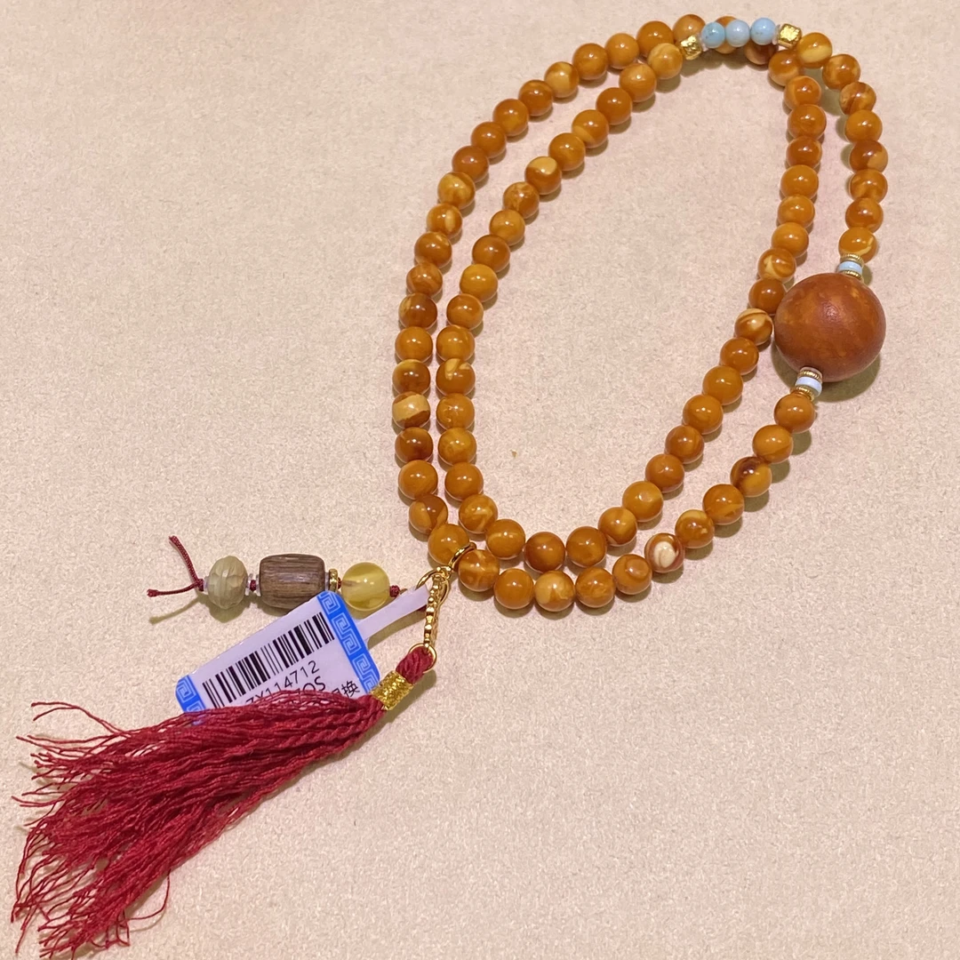 【七七八珠宝】ZX114712老花蜡双圈公主链手串diy绿松5-15mm