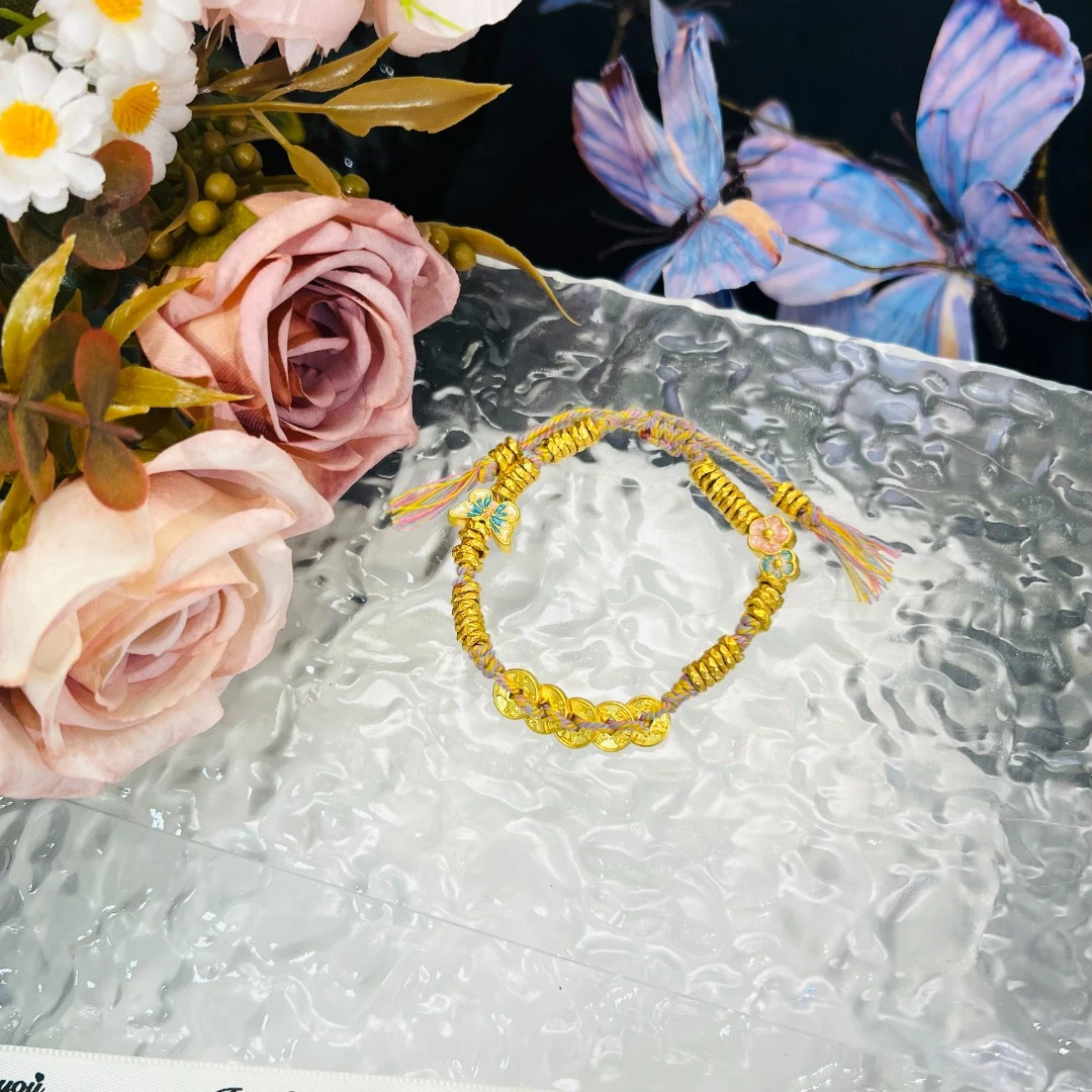 足金999五帝币双花手串