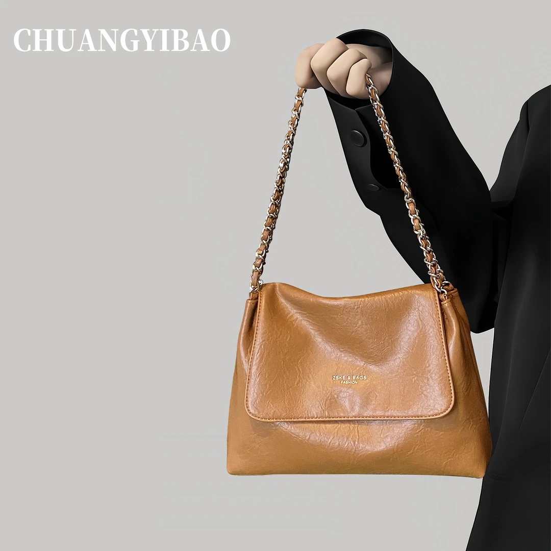 超火大容量腋下包包女2025新款秋冬轻奢小众高级感通勤链条单肩包