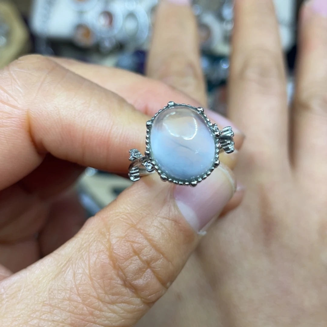 【闪购商品】银S925镶嵌珠宝半成品水晶戒指