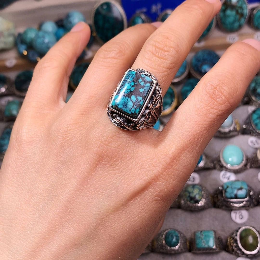 绿松石挂件银S925镶嵌