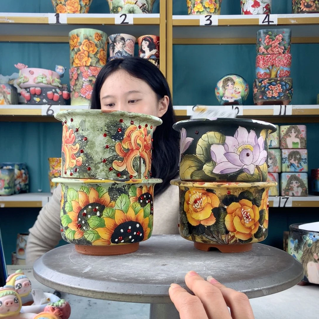 素***锦景德镇手工花盆927