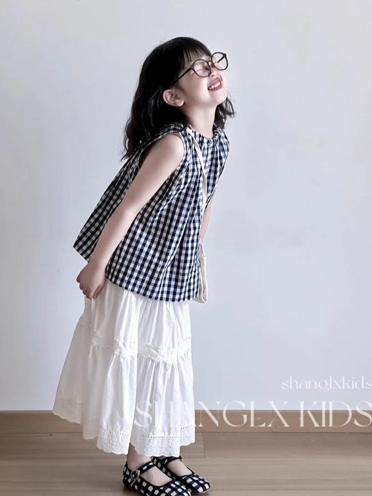 女童时尚套装洋气时髦裙子儿童格子背心夏季2025新款高级感夏装潮