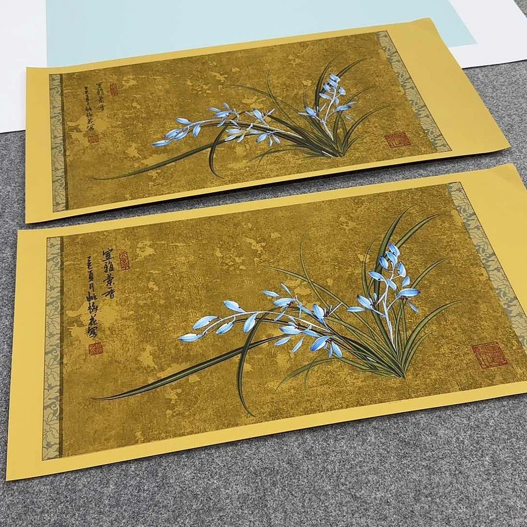 国画一笔两色立体兰花