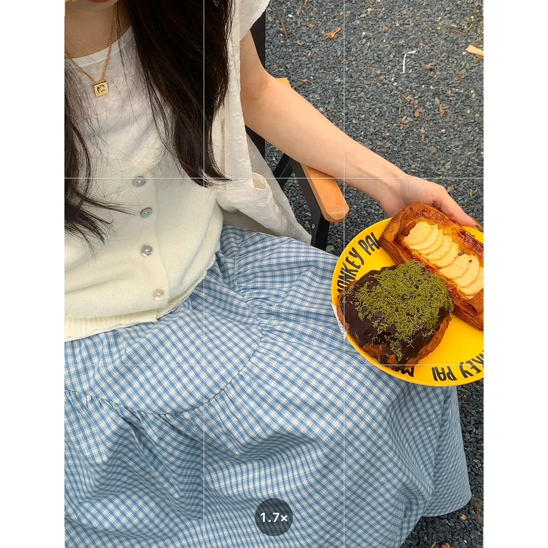 【西西里安】夏午茶~小个子清新百搭蓝格半身裙 .1