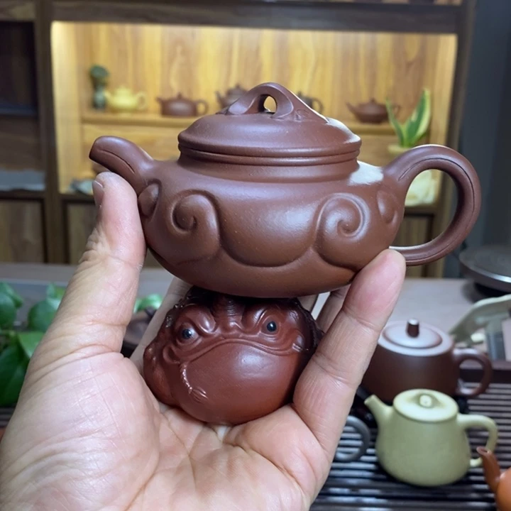 紫砂茶壶明****管仿古如意，半手工