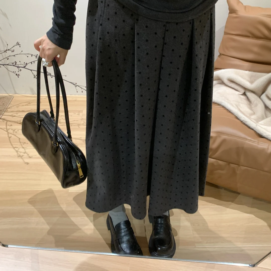 波点半身裙｜韩系加厚波点半身裙