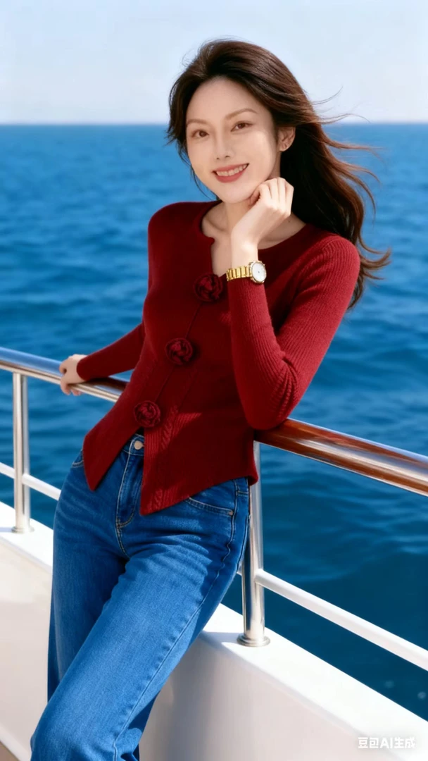 立体蝴蝶扣毛针织衫加厚V领法式长袖冬季女网红秋冬厚款针织