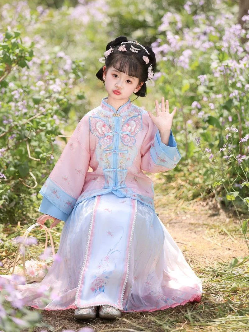 汉服新款女童古装2025明制马面儿童中国风唐装新中式套装小女孩夏