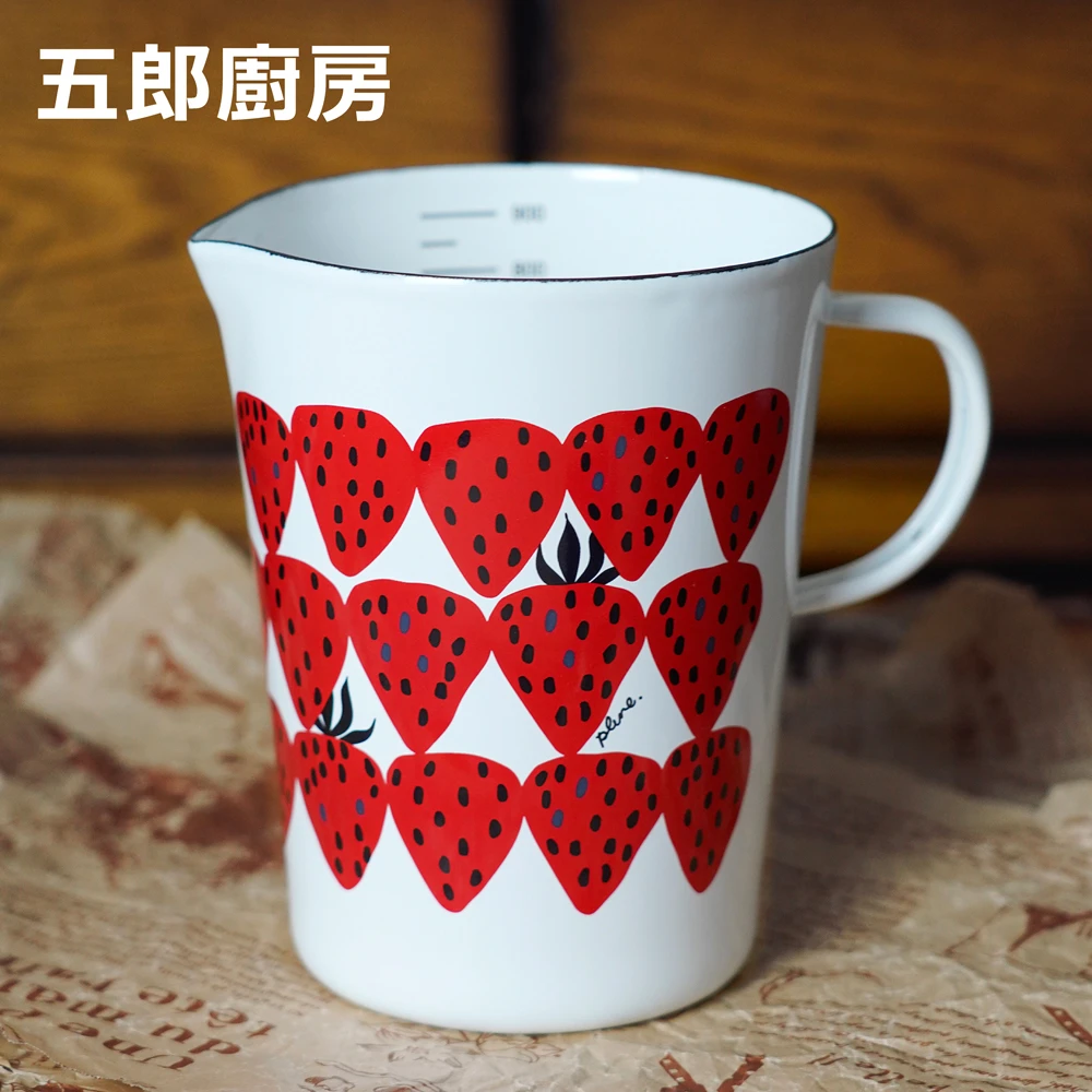 【0利润福利】五郎 日本进口 草莓珐琅烘焙器950ml 长款便当盒