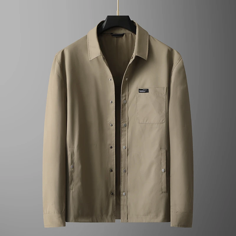 加肥加大大码宽松翻领夹克薄款。休闲户外潮牌风衣男士夹克外套