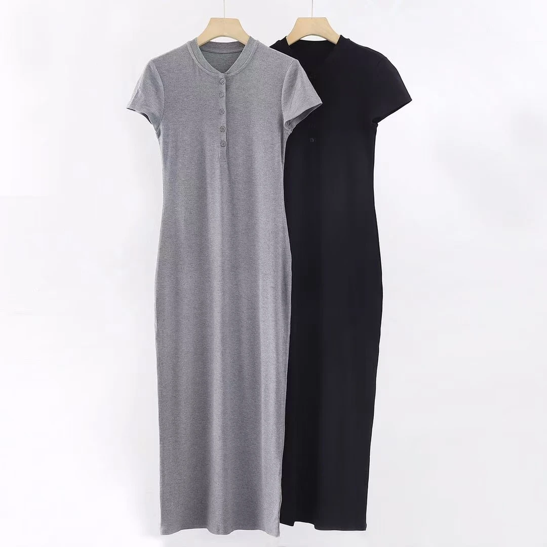 『朱小姐』气质极简纯色修身收腰连衣裙 G008