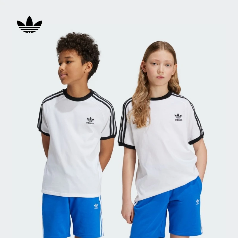 adidas阿迪达斯官方三叶草儿童装男女大童夏季新款运动短袖JE0515