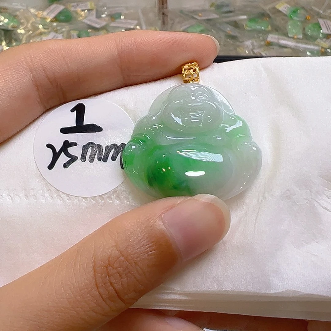 翡翠18K金镶嵌吊坠(不含链)翡翠