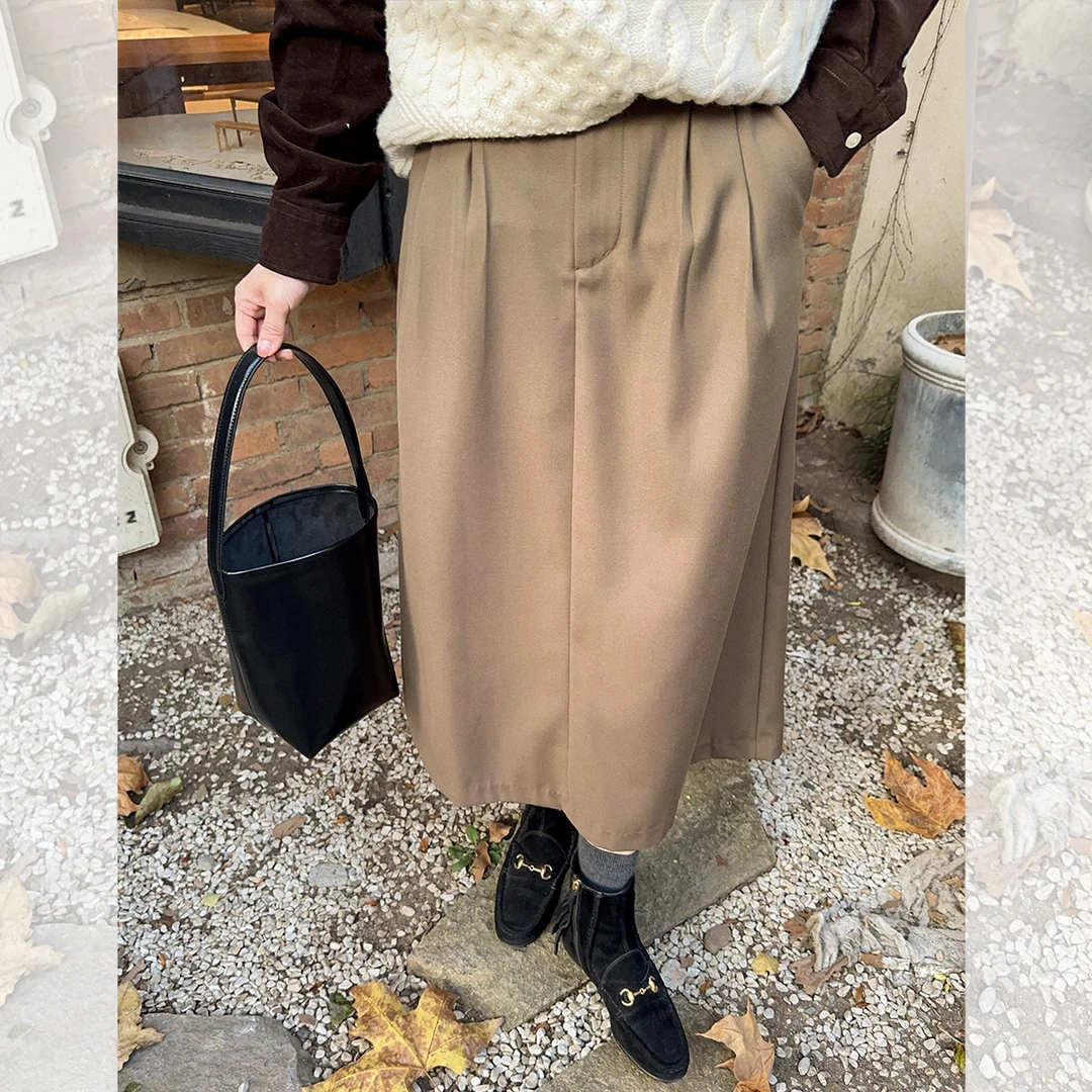 莉贝琳sisy都市通勤时尚裤裙复古浪漫高腰A字半身裙185043