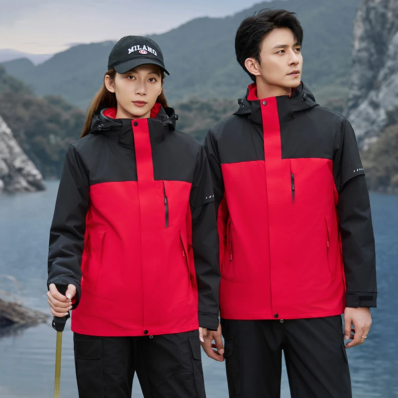 冲锋衣定制印字logo团体广告衫冬季防风衣加绒装工作服三合一外套