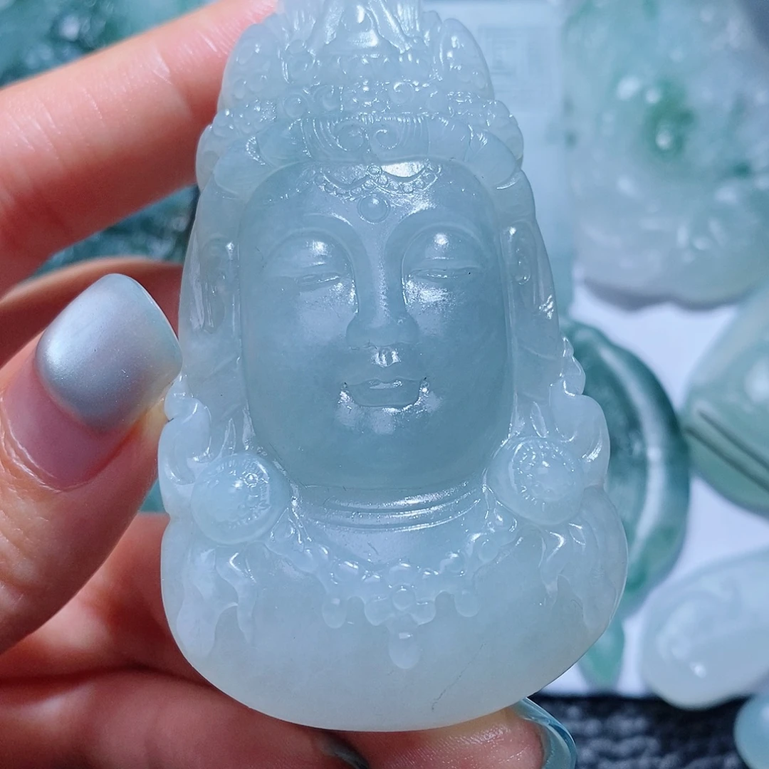 定制翡翠未镶嵌毛货付款后确认抛光