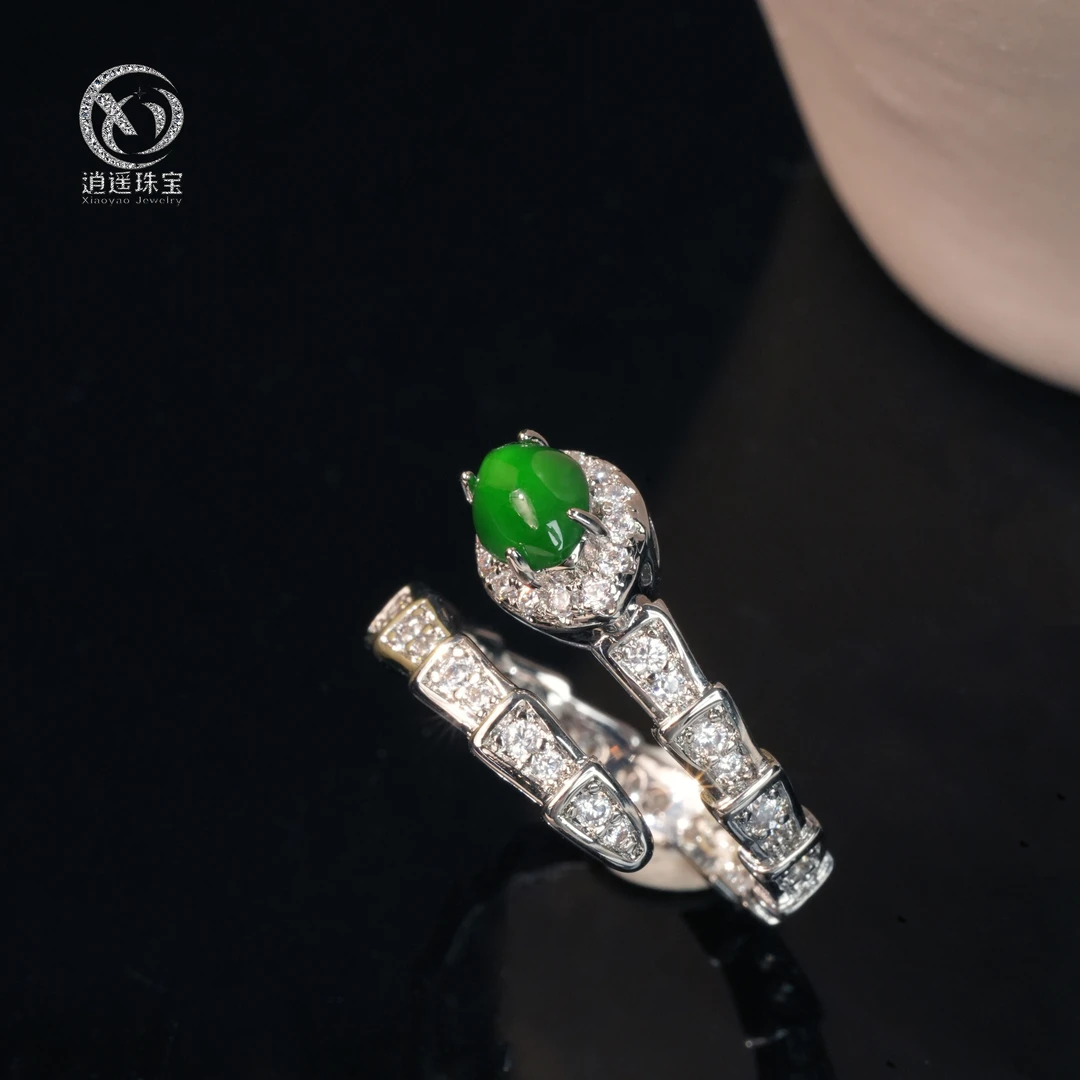 【关老板专属】天然A货翡翠蛇戒蛋面戒指*lk/19/多样性发/1件