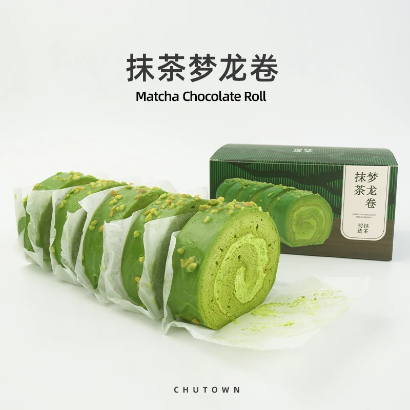 抹茶梦龙卷毛巾卷动物奶油抹茶梦龙卷双重口感瑞士卷微甜