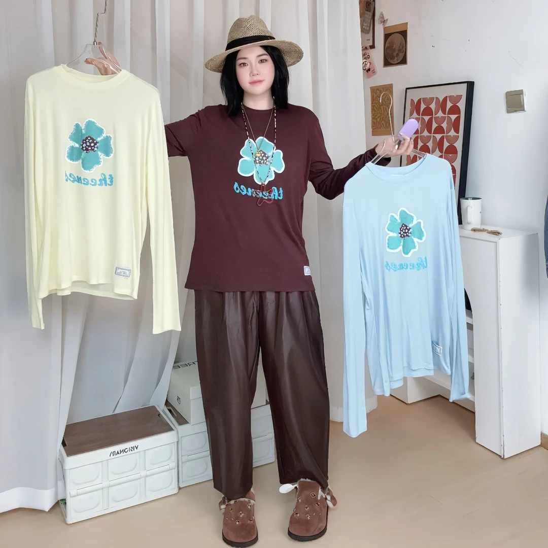 THE ENES×LABERTHREE 春款印花串珠花朵长袖T