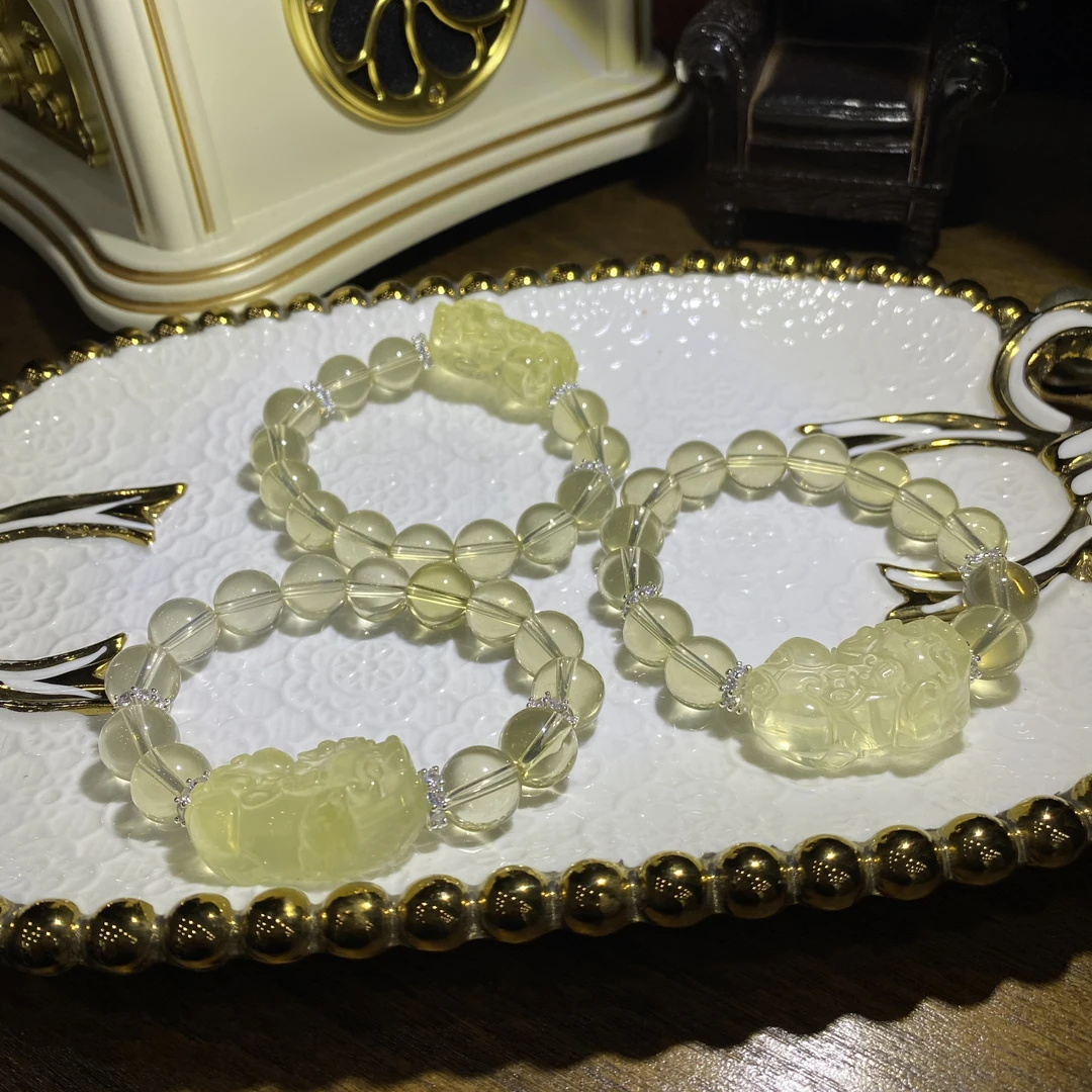 C976-高品质高净体天然黄水晶搭配貔貅设计款手链-多样性发其一