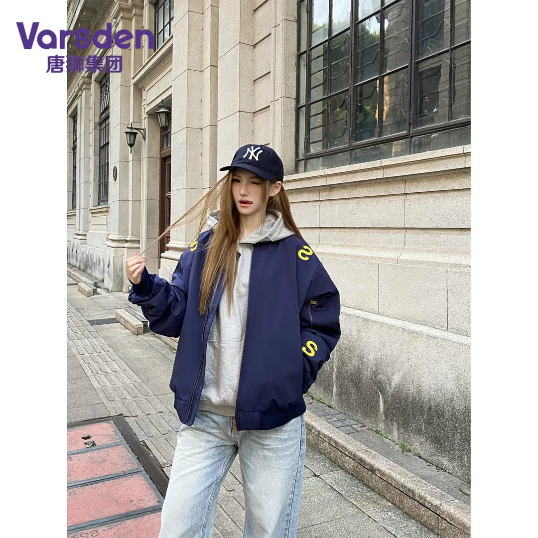 唐狮集团Varsden美式街头字母刺绣秋季飞行廓形百搭宽松男款外套