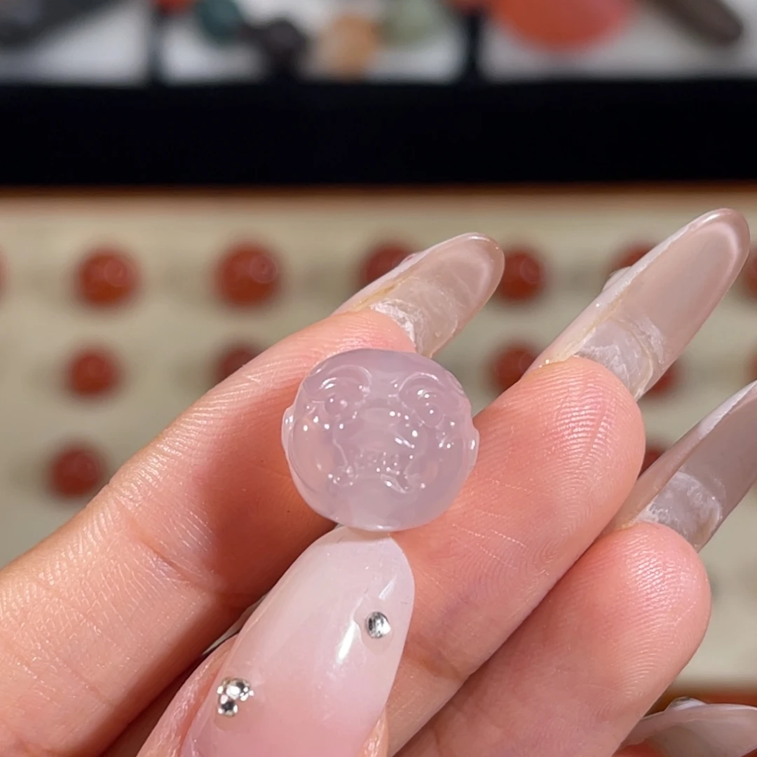 ****子玛瑙/玉髓未镶嵌貔貅珠13x12mm 不换退