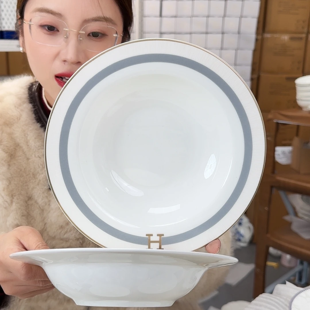 骨瓷高骨8.5英寸小高美汤盘22*4cm1只