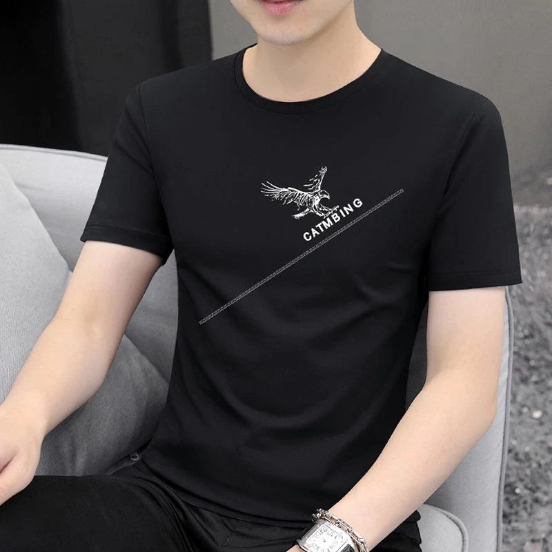 夏季男士短袖T恤圆领上衣服男装透气薄款休闲半袖修身体恤打底衫